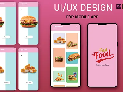 FOOD App UI Design for Mobile adobe illustrator adobe xd graphic design mobile app design ui ui design uiux designer user interface design