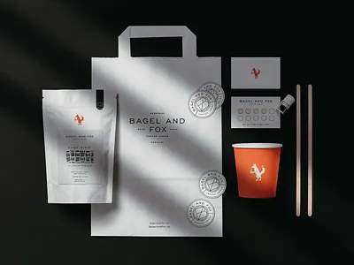 Bagel and Fox artisan badge bags branding coffee coffee house coffee shop fox handdrawn icon logo packaging vintage