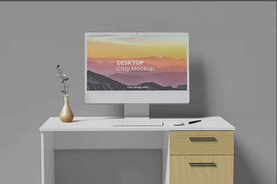 Free Desktop Clay Mockup abstract clay clean design device display laptop mac macbook mockup pc presentation realistic screen simple ui ux web webpage website