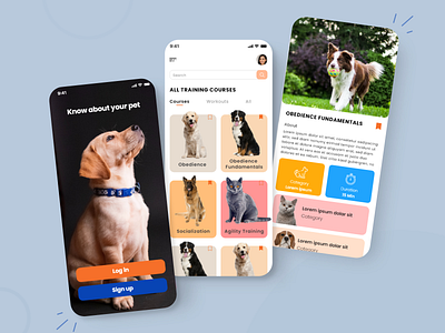 Pet Training App 3d best branding courses design dog training figma graphic design great designs logo minimalistic mobile app mobile app design training ui uiux ux vector wireframes xd