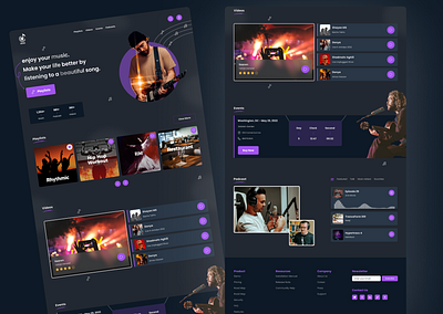 Music Landing Page Concept UI Design figma graphic design landingpagedesign landingpagemusic ui uidesigner uimusic uiux uiwebsite ux websitemusic