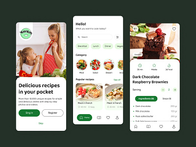 Recipes food app app concept design ui ui ux design