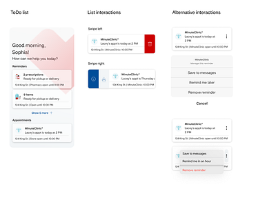 CVS list elements design ui