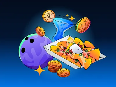 Onboarding 1 branding coins colorful design figma fish food gradient graphic design illustration lighting neon rewards vector vibrant