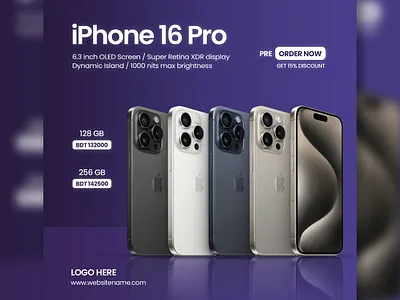 Smartphone Social Media Post Design advertising apple banner design gadget graphic design iphone iphone 16 pro photoshop smartphone social media post design
