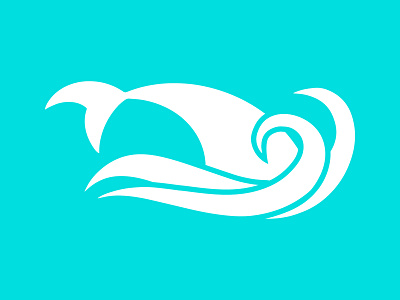 Summer icon with shark fin on wave Stencil fish Animal wildlife