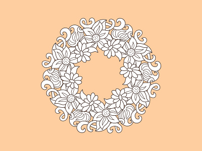 Wreath with flower and leaf for design wreath