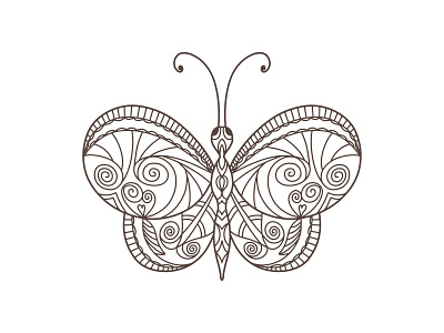 Doodle butterfly Hand drawn line art Sketch animal Coloring page wing