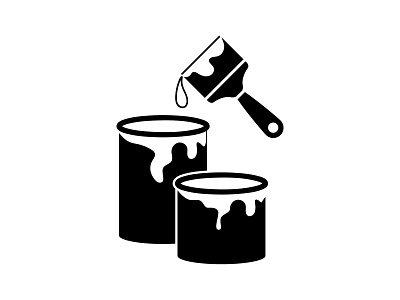 Paint in bucket and brush Stencil for construction and repair tool