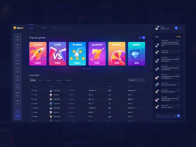 BloxFlip Roblox Casino animation case casino crash cups dark ui design gambling game interface gaming illustration jackpot platform roblox roblox casino ui ux web web design