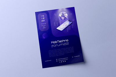 Flyer invitation to forum "MobTechno22" branding design graphic design illustration invitation isometry logo mobile mobile technology mockup technology vector