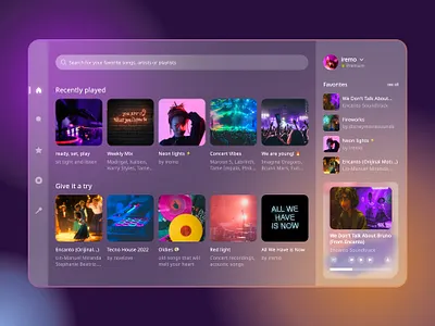 Daily UI #009 | Music Player blur clean colorful cool desktop glass glassmorphism gradient mesh gradient music music player neon transparent ui young