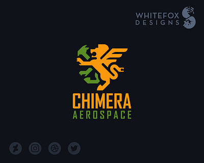 Chimera Aerospace branding chimera creature design fantasy goat lion logo monster mytical snake vector