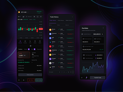 dynamX - Crypto Futures & Derivatives Exchange 📈 Mobile Screens app blockchain crypto defi derivatives design exchange figma finance mobile trading ui ux