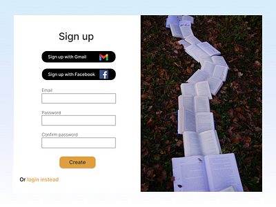 Sign up form design books design form signup ui web