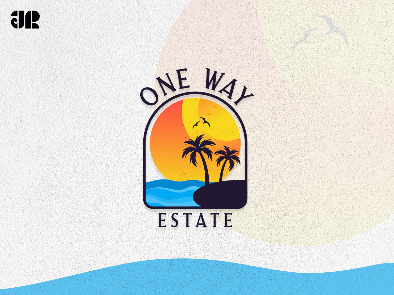 ONE WAY ESTATE | LOGO DESIGN beach travel logo design best logo 2022 branding creative logo design freelance logo designer freelancer graphic design jahir graphic logo logo design logo designer logo for travel managing company minimal minimalism one way estate logo portrait logo travel agency logo vector vintage logo