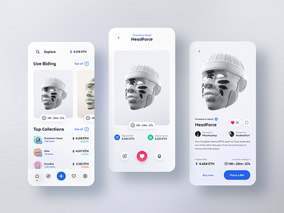 NFT Marketplace App Concept adidas android app blockchain boost crypto design ios marketplace nft nfts nike store ui ux