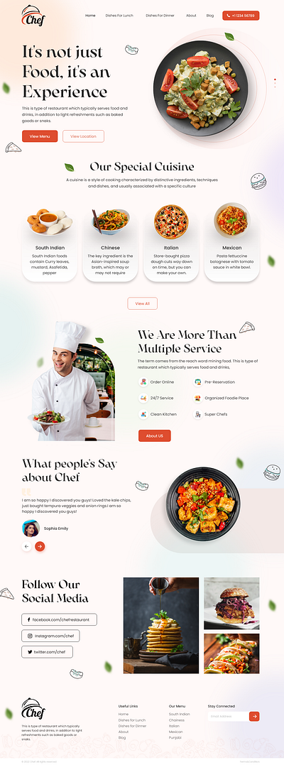 Chef | Restaurant Home Page Design home page design restaurant ui web deisgn