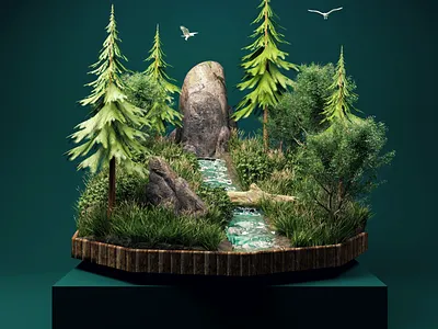 Nature 3d 3d animation 3dblender art artwork blender branding color design flat graphic design illustration isometric isometricart logo lowpoly minimal