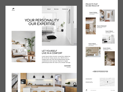 Interior Design Website architect clean ui creative decoration interior interior design landing page minimalist ui design visual designer website