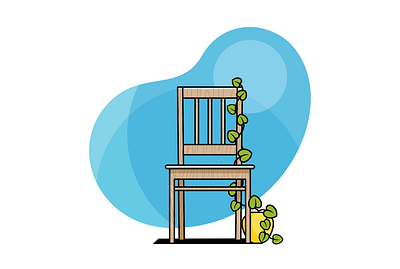 Chair flatcolors illustration minimalistic vector
