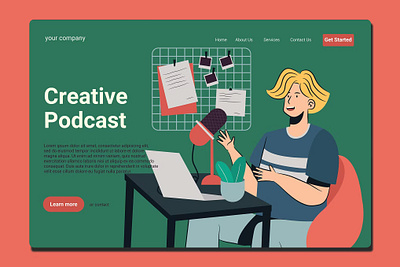 Podcasting - Landing Page app branding design graphic design illustration interface landing landing page media service onboarding page podcasting technology ui ui design ux ux design walkthrough web development website