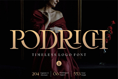 Podrich - Timeless Logo Font alternate branding creative design display elegance elegant font identity ligature logo luxury serif trendy typeface unique vintage visual