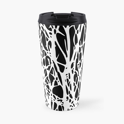 Travel Mug in Black and White army black camo camouflage camping design female for gift graphic her him ideas male mug seamless styled travel white