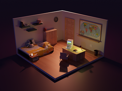 Bedroom Illustration 3d blender illustration maya rendering ui