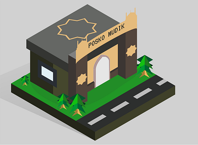 Homecoming Post Isometric - Posko Mudik 3d animation branding graphic design homecomi homecoming illustration indonesia isometric motion graphics mudik post vector