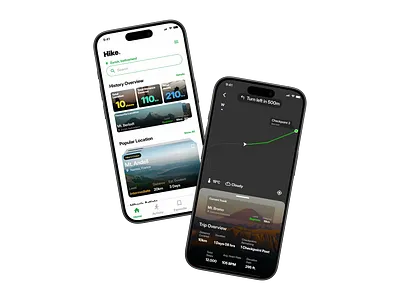 Hike - Hiking Mobile App figma hero section hiking app landingpage lightmode minimal mobile app ui