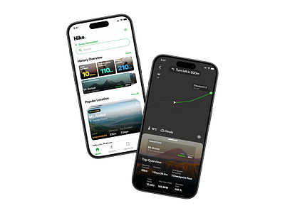Hike - Hiking Mobile App figma hero section hiking app landingpage lightmode minimal mobile app ui