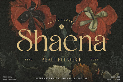 Shaena - Beautiful Serif alternate beautiful branding chic classic design display elegance elegant feminine font identitiy logo luxurious luxury serif unique vintage visual wedding