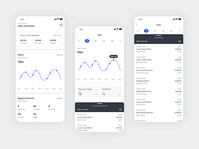 Sales Reports Mobile App adobexd analytics appdesign appotiments charts dailyui figma gfxmob payment products reports sales sales overview sales reports top clients ui uidesign userexperience userinterface ux