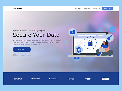 SecuVPN Website Design home page homepage design landing page design vpn website website design websites websites design