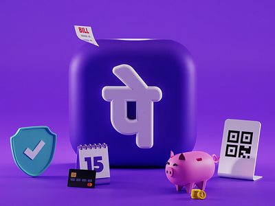 Phonepe Value Propositions 3d 3d illustration branding ill illustration