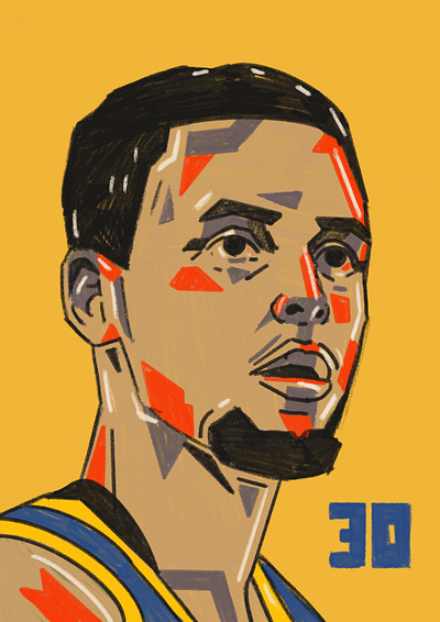 Stephen Curry 3 points gsw illustrated portraits illustration illustrator mvp nba nba players people portrait portrait illustration portrait illustrations stephen curry