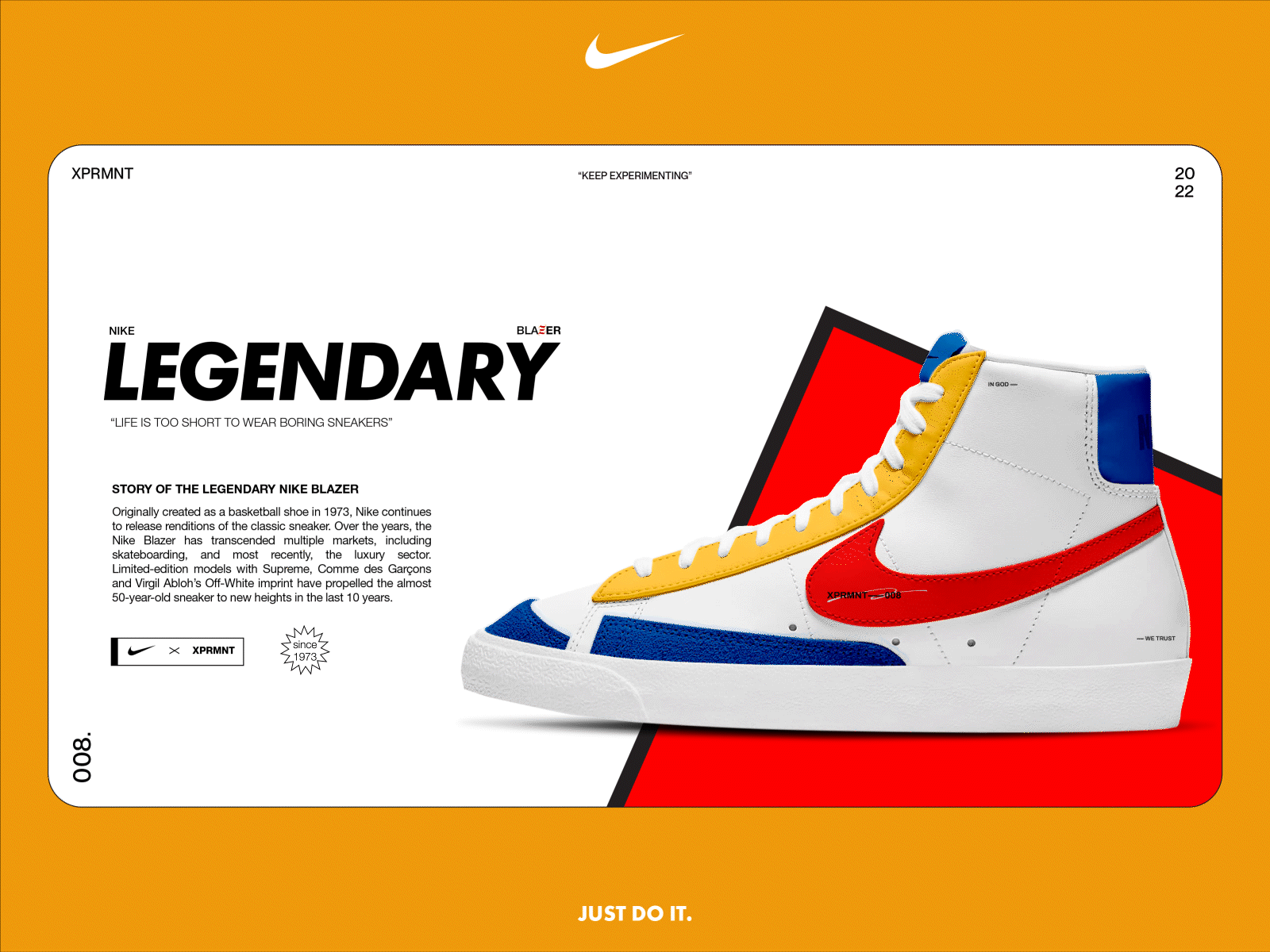 XPRMNT 008 ads animation basic animation blazer brand strategy branding brutalism design graphic design illustration logo motion design motion graphics nike ui ui animation ux vector