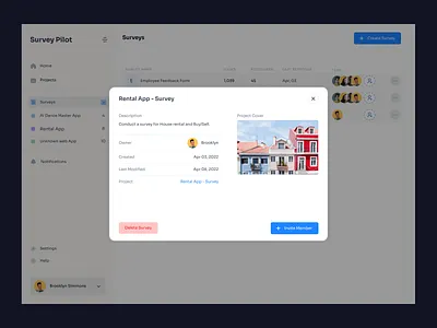 Survey Pilot - Survey Details screen app design forms information projects questions list survey ui user research web