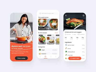 Cooking Recipes App app cooking cooking app fitness food app makeevaflchallenge mobile app mobile design recipes ui ux
