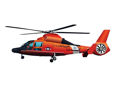 Coast Guard Chopper Vector Drawing chopper coast guard helicopter illustration military orange usa vector