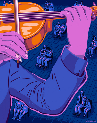 New York Philharmonic during Covid editorial illustration illustration nyc