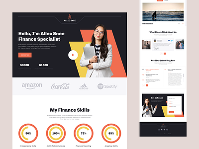 Finance specialist Landing Page - Allec Snee branding business design dribbble best shot finance financial advisor graphic design landing landing page personal website popular shot portfolio studio express typography ui uxui web web site webpage website