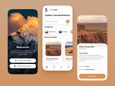 Travel Mobile App UI Design android app booking design experience hire interface ios mobile tour travel ui ux