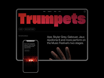 Trumpets Visual Exploration animation brutalism design digital design figma flat ui webflow webflow animation webflow interaction