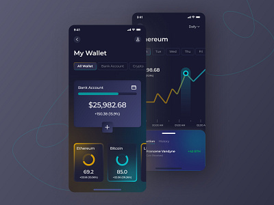 Fintech DApp Application Design banking dapp dapp app design dapp application defi finance financial app fintech fintech app ui fintech application fintech mobile app ios mobile mobile app design mobile app ui design money transaction uiux design