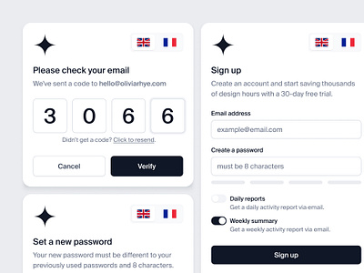 A collection of modals — Untitled UI 2fa code design system figma input field log in login minimal modal modals notification pop up popup sign in sign up signin signup user interface verification