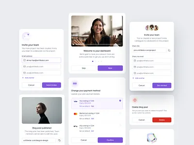 A collection of modals — Untitled UI 2fa dashboard figma form input field invite menu minimal minimalism modal modals notification pop up popover popup share simple ui design user interface video player