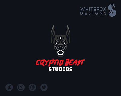 Cryptid Beast Studios beast branding canine design dog fangs logo monster three eyes vector