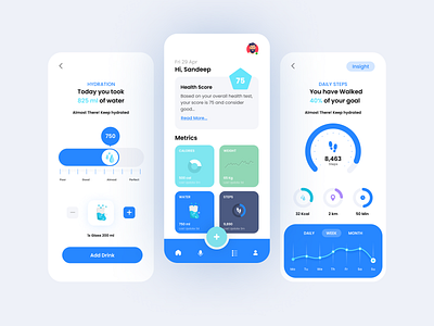 Fitness and Health App Redesign app design application application design dashboard fitness health app home page insight mobile ui mobile ux redesign sandeep mandloi tracker ui